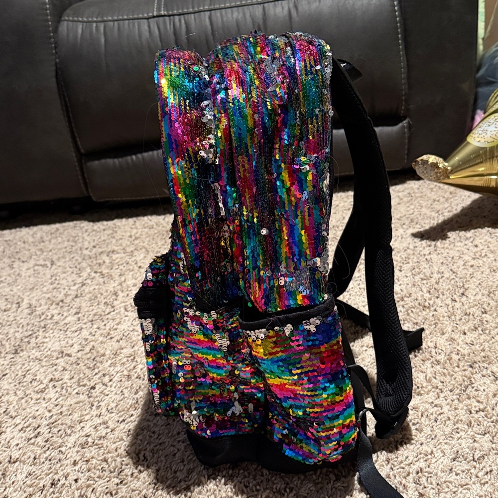 PINK Victoria’s Secret multicolored flip sequins backpack with 3 large openings - Picture 3 of 10